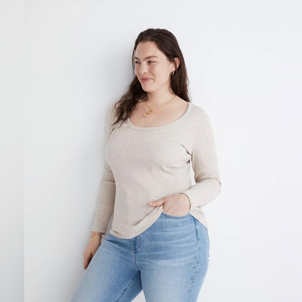 NWOT Madewell Pointelle Square-Scoop Tee Large